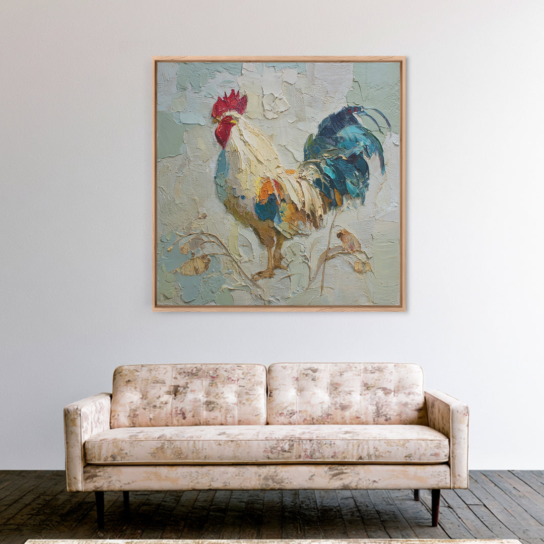 Pumpkins Stacked on a Wooden Crate Framed Canvas Print, Farmhouse Art, Botanical Art, Farmhouse Decor, Oil Painting, Harvest, FAR-1x1-37