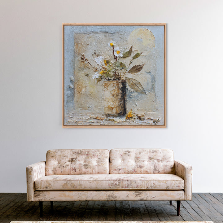 Chicken Family in a Garden Patch Framed Canvas Print, Farmhouse Art, Botanical Art, Farmhouse Decor, Oil Painting, Harvest, FAR-1x1-63