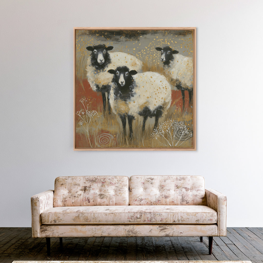 Rustic Barn in Golden Field Light Framed Canvas Print, Farmhouse Art, Botanical Art, Farmhouse Decor, Fine Art, Harvest, FAR-1x1-74