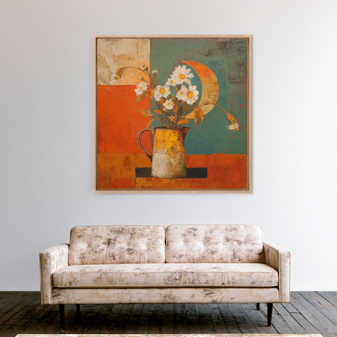 Sunflowers in a Galvanized Metal Bucket Canvas Print, Farmhouse Art, Modern Decor, Farmhouse Decor, Fine Art, Harvest, FAR-1x1-75