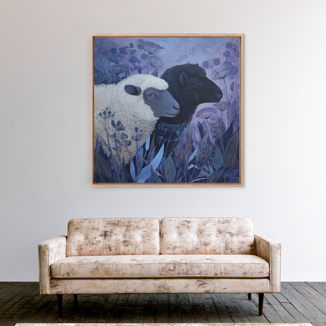 Black and White Sheep Framed Canvas Print, Farmhouse Art, Printable Wall Art, Farmhouse Decor, Harvest, Black Wall Art, FAR-1x1-8