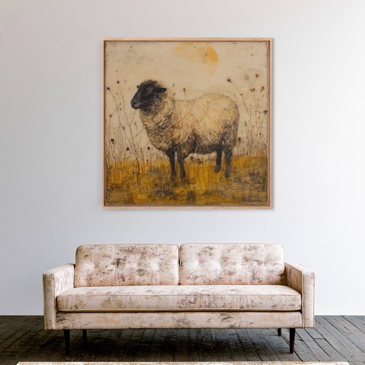 Black and White Sheep Framed Canvas Print, Farmhouse Art, Modern Decor, Farmhouse Decor, Fine Art, Harvest, Home Decor, FAR-1x1-80