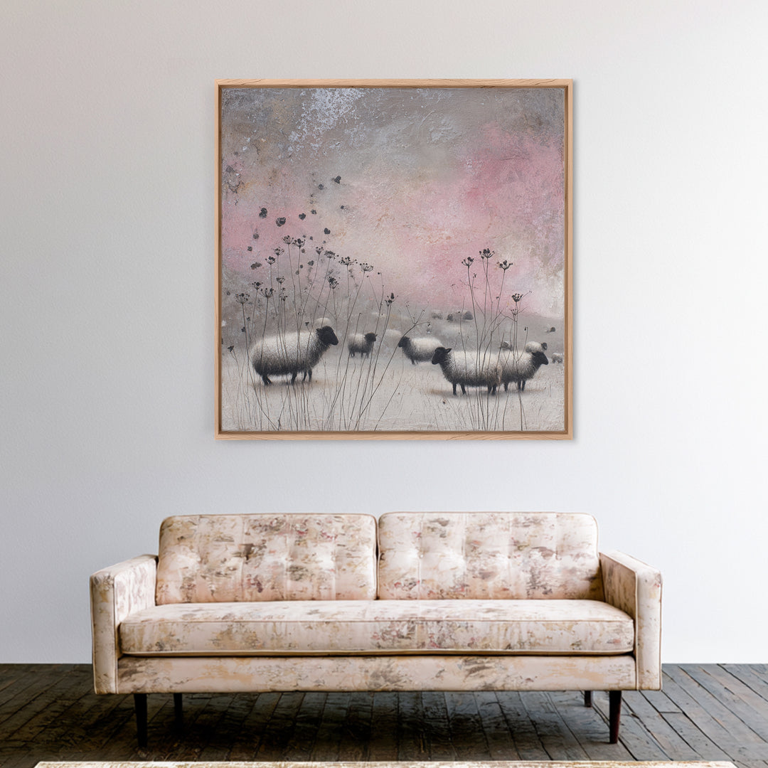 Farmhouse Wreath of Cotton Stems and Eucalyptus Canvas Print, Farmhouse Art, Landscape Art, Farmhouse Decor, Fine Art, Harvest, FAR-1x1-92