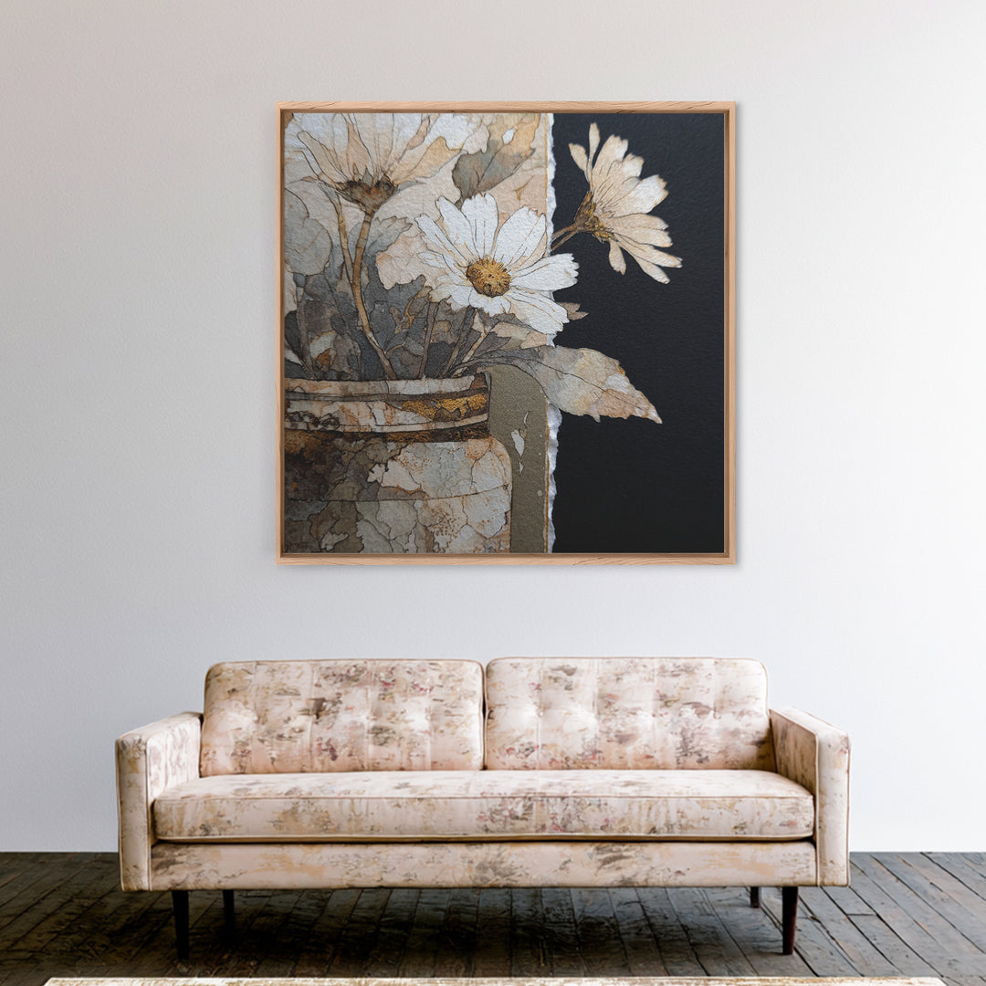 Sunflowers in a Galvanized Metal Bucket Canvas Print, Farmhouse Art, Wall Art, Farmhouse Decor, Oil Painting, Harvest, FAR-1x1-99