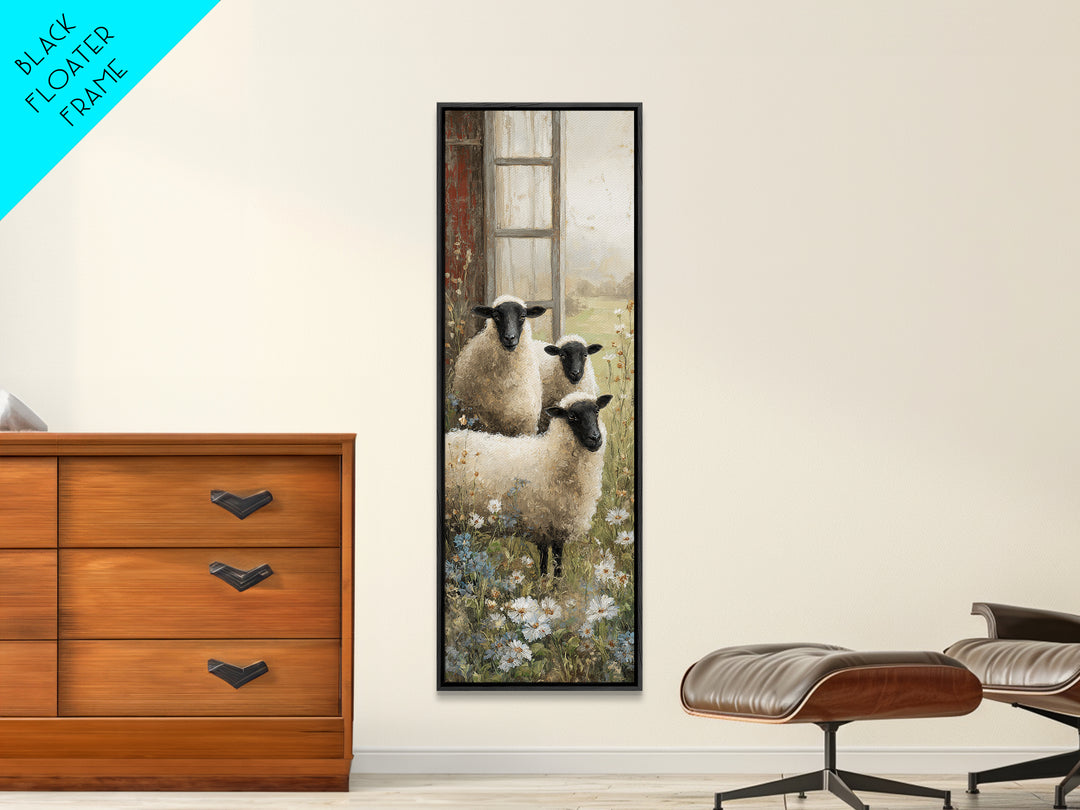 Black and White Sheep Framed Canvas Print, Farmhouse Art, Luxury Decor, Farmhouse Decor, Fine Art, Harvest, Art Prints, FAR-1x3-20