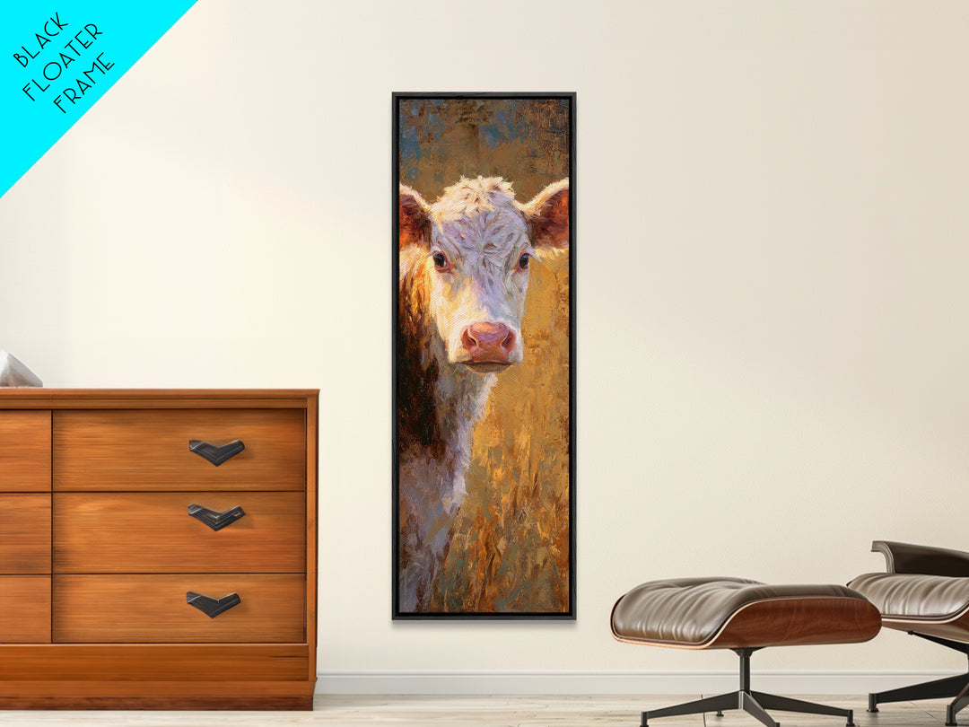 White Cow Portrait Canvas Print, Farmhouse Art, Statement Artwork, Farmhouse Decor, Fine Art, Harvest, Digital Prints, FAR-1x3-37