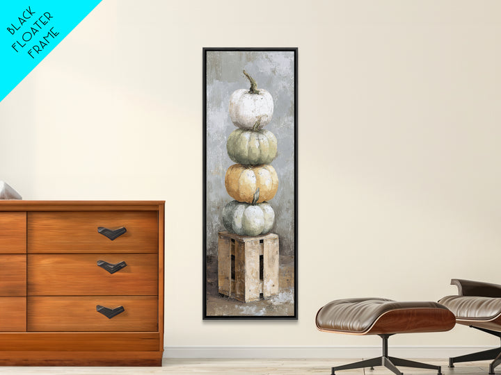 Pumpkins Stacked on a Wooden Crate Canvas Print, Farmhouse Art, Digital Prints, Farmhouse Decor, Harvest, Watercolor Painting, FAR-1x3-73