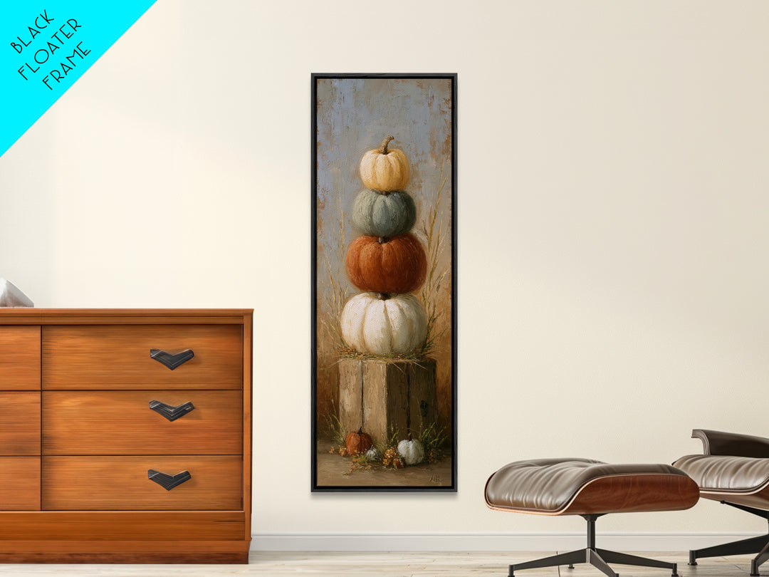 Pumpkins Stacked on a Wooden Crate Canvas Print, Farmhouse Art, Landscape Art, Farmhouse Decor, Oil Painting, Harvest, FAR-1x3-97