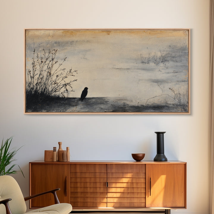 Windmill Silhouette at Sunset Framed Canvas Print, Farmhouse Art, Digital Wall Art, Farmhouse Decor, Fine Art, Harvest, FAR-2x1-85