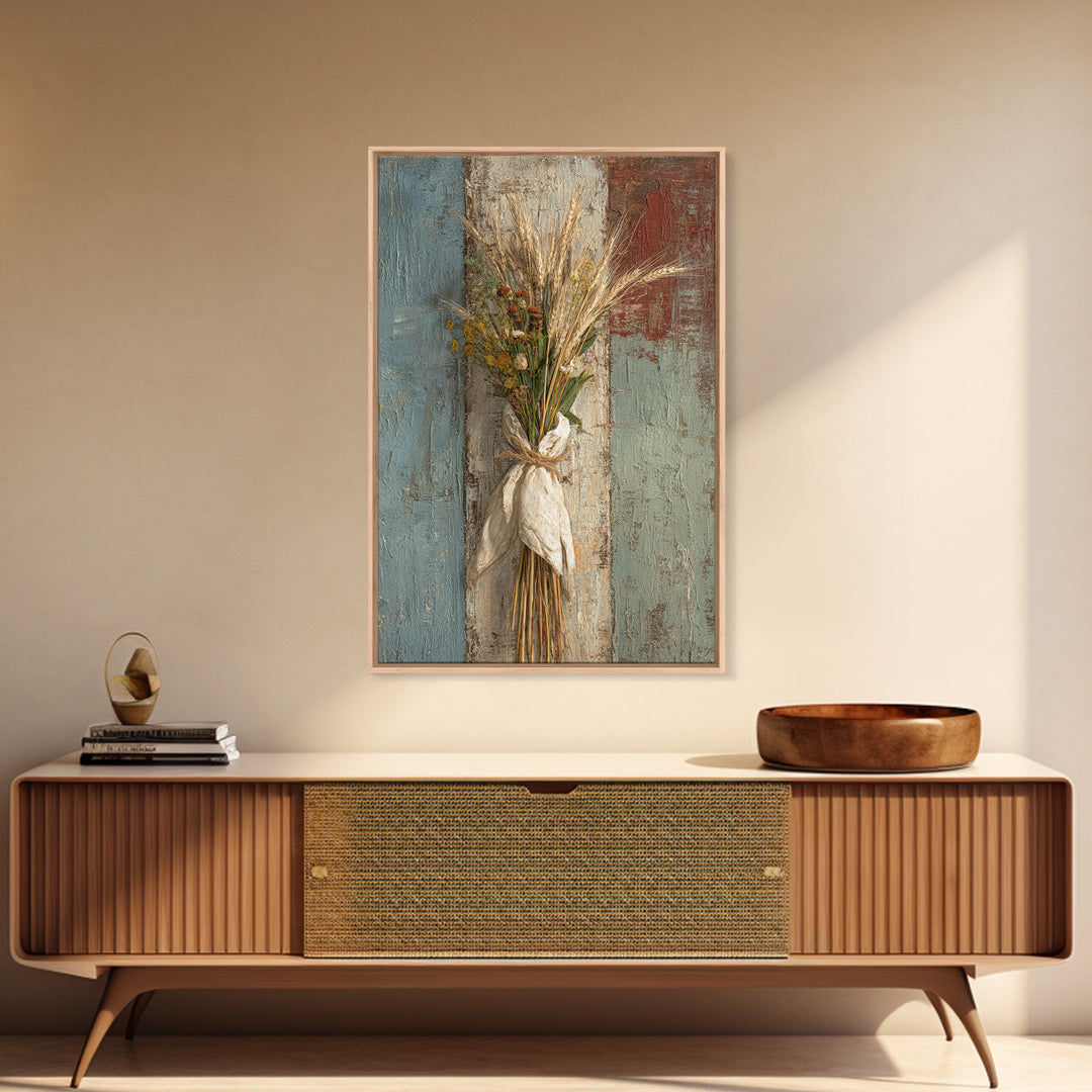 Wheat Bundle Tied Canvas Print, Farmhouse Art, Home Decor, Farmhouse Decor, Oil Painting, Harvest, Living Room Decor, FAR-2x3-66