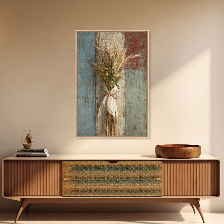 Wheat Bundle Tied Canvas Print, Farmhouse Art, Home Decor, Farmhouse Decor, Oil Painting, Harvest, Living Room Decor, FAR-2x3-66