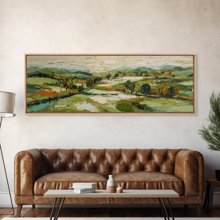 Country Landscape with Fence and Rolling Hills Canvas Print, Farmhouse Art, Floral Wall Art, Farmhouse Decor, Fine Art, Harvest, FAR-3x1-54