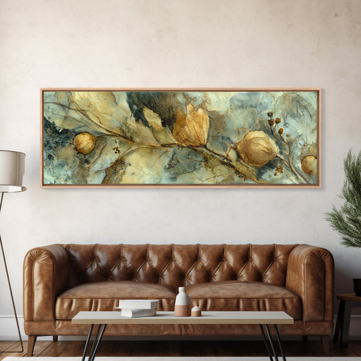 Blue Enamel Pitcher Framed Canvas Print, Farmhouse Art, Farmhouse Decor, Oil Painting, Harvest, Digital Wall Art, FAR-3x1-56