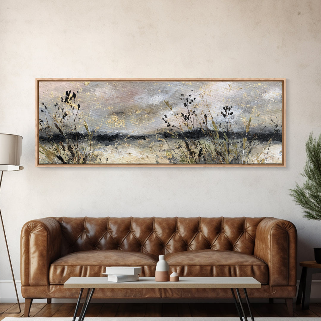 Cornfield under a Dramatic Summer Sky Canvas Print, Farmhouse Art, Gallery Decor, Farmhouse Decor, Oil Painting, Harvest, FAR-3x1-62
