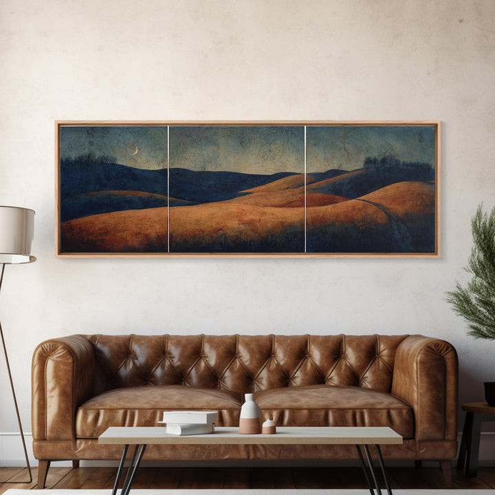Rustic Barn in Golden Field Light Framed Canvas Print, Farmhouse Art, Black Wall Art, Farmhouse Decor, Fine Art, Harvest, FAR-3x1-90