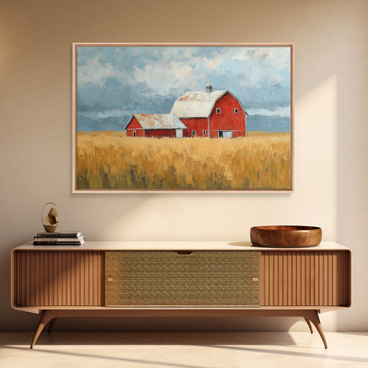 Cornfield under a Dramatic Summer Sky Framed Canvas Print, Farmhouse Art, Wall Decor, Farmhouse Decor, Fine Art, Harvest, FAR-3x2-2