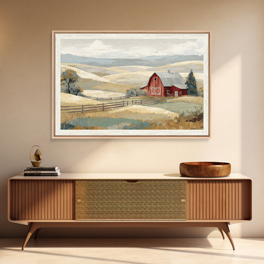 Country Landscape with Fence and Rolling Hills Canvas Print, Farmhouse Art, Farmhouse Decor, Fine Art, Harvest, Gallery Wall, FAR-3x2-42