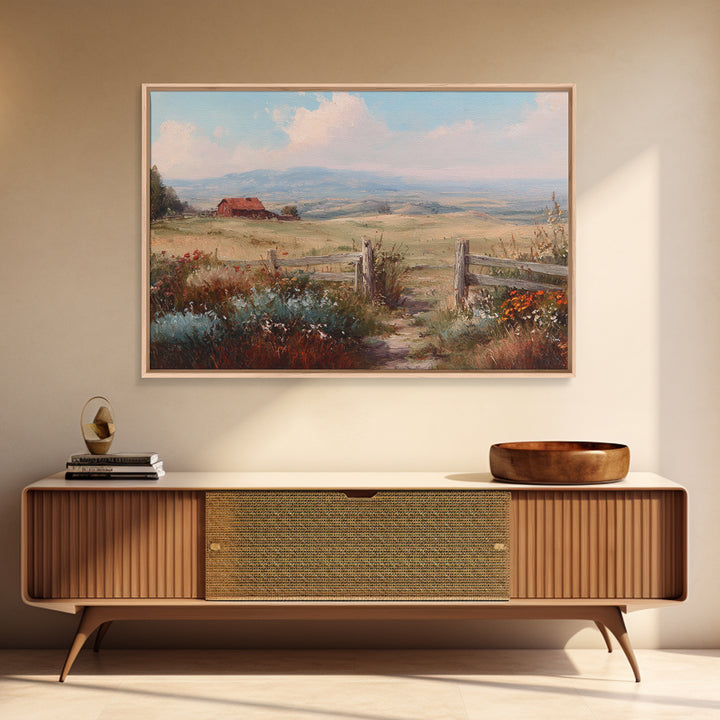 Country Landscape with Fence and Rolling Hills Canvas Print, Farmhouse Art, Farmhouse Decor, Fine Art, Harvest, Gallery Wall, FAR-3x2-66
