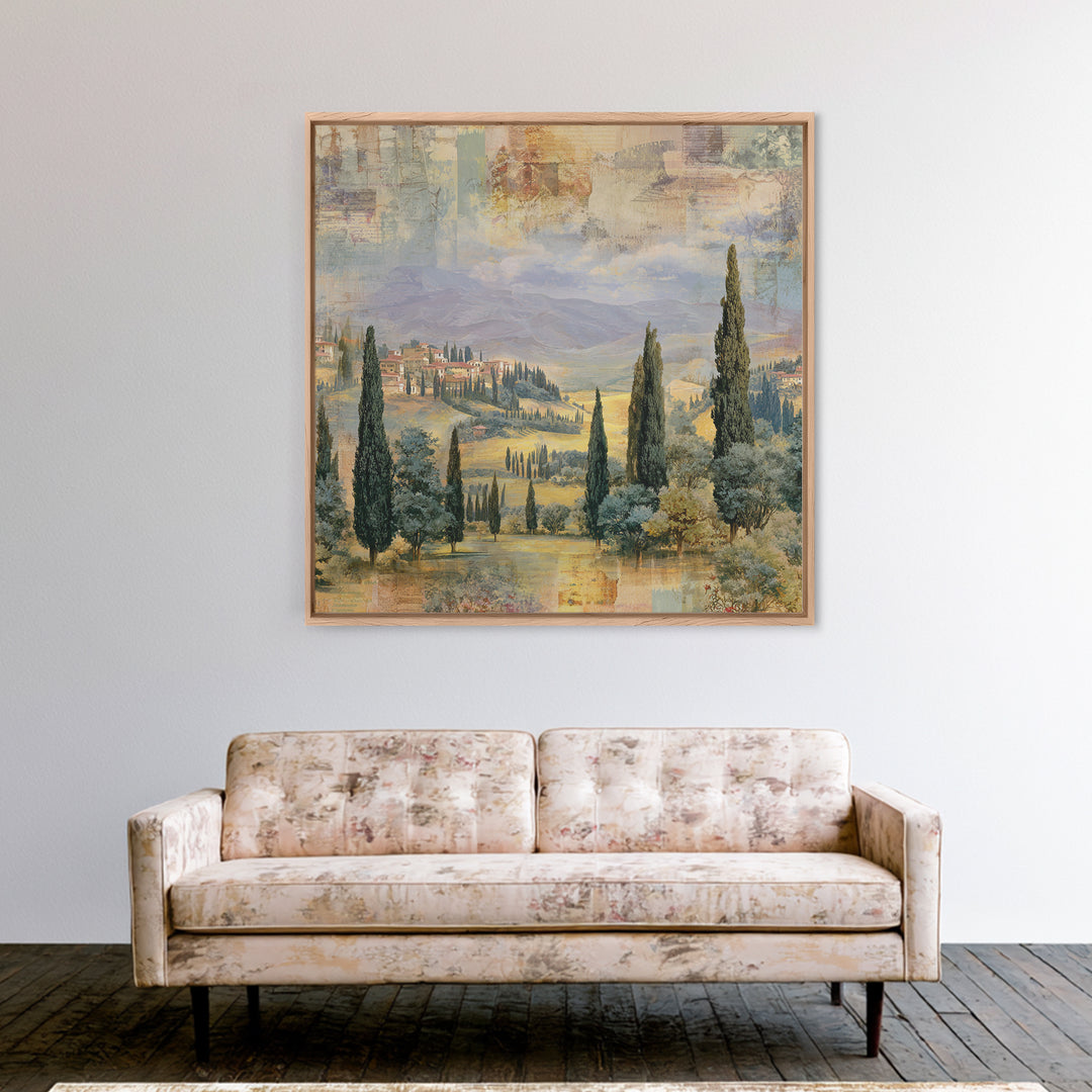 Country Lane Lined Canvas Print, French Country Art, Farmhouse Decor, Abstract Art, Country, Coastal Wall Art, FCA-1x1-23