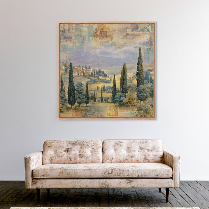 Country Lane Lined Canvas Print, French Country Art, Farmhouse Decor, Abstract Art, Country, Coastal Wall Art, FCA-1x1-23
