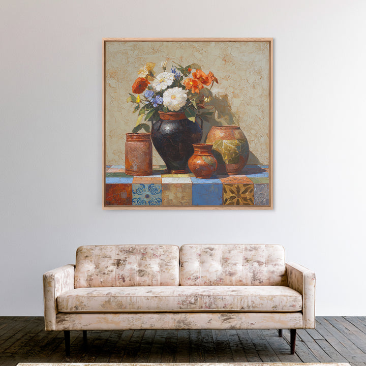 Antique Copper Pot and Flowers Still Life Canvas Print, French Country Art, French Country Decor, Farmhouse Decor, Country, FCA-1x1-24