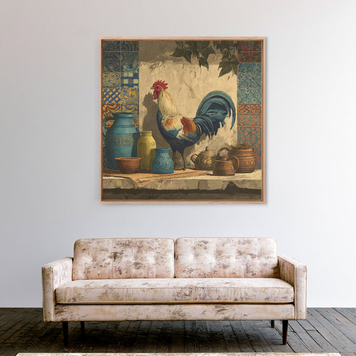 Rooster Portrait in Rustic French Palette Canvas Print, French Country Art, Botanical Prints, Farmhouse Decor, Country, FCA-1x1-26
