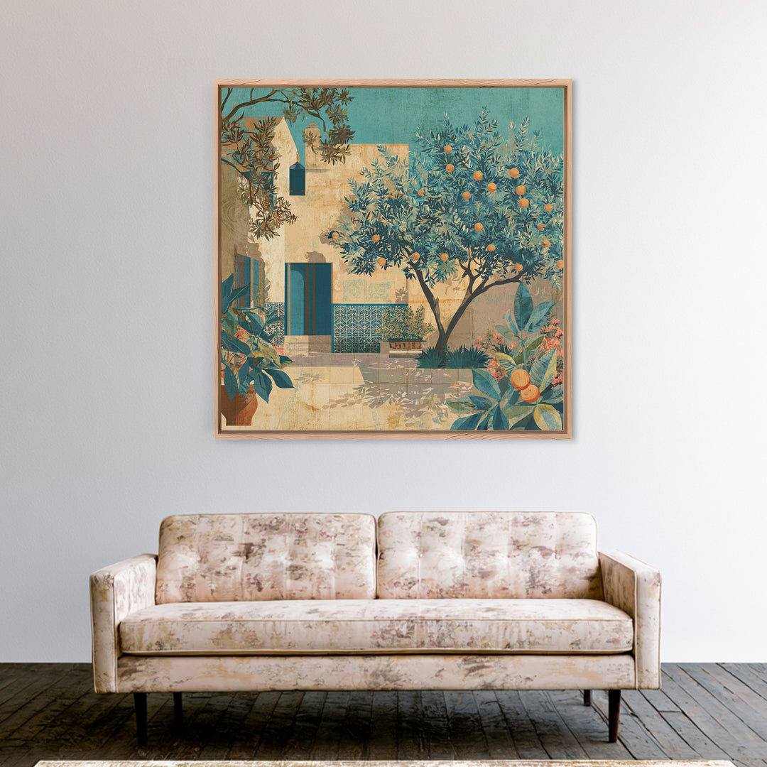 Sunlit Provence Olive Grove Framed Canvas Print, French Country Art, Eclectic Wall Art, Farmhouse Decor, Fine Art, Country, FCA-1x1-29