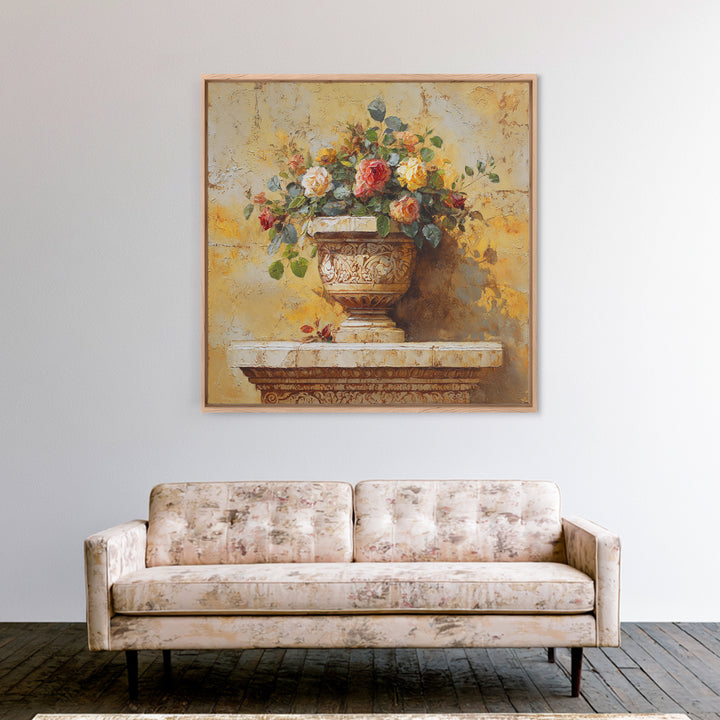 Ch Teau Garden Urn Framed Canvas Print, French Country Art, Farmhouse Wall Decor, Farmhouse Decor, Fine Art, Country, FCA-1x1-43