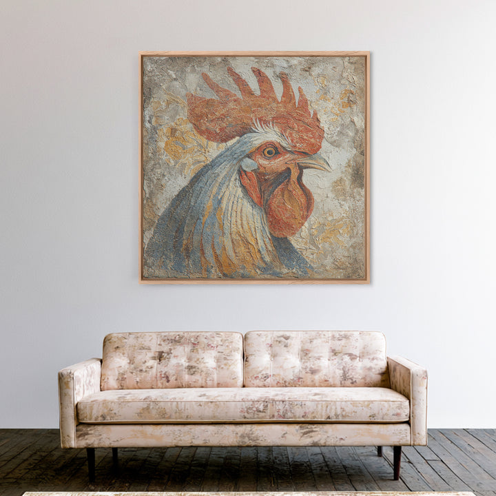 Rooster Portrait in Rustic French Palette Canvas Print, French Country Art, Botanical Prints, Farmhouse Decor, Country, FCA-1x1-50