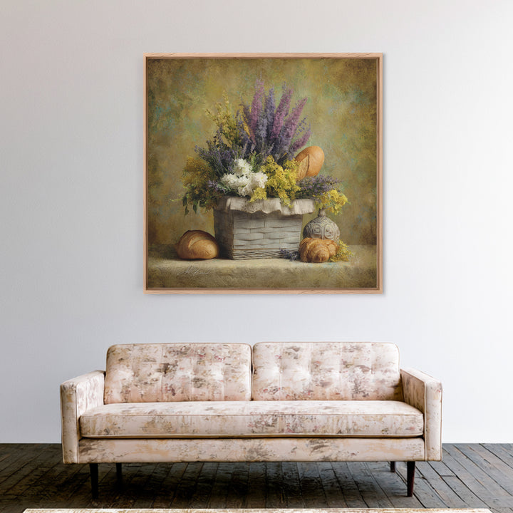 French Market Basket Canvas Print, French Country Art, French Country, Farmhouse Decor, Fine Art, Country, Statement Artwork, FCA-1x1-55