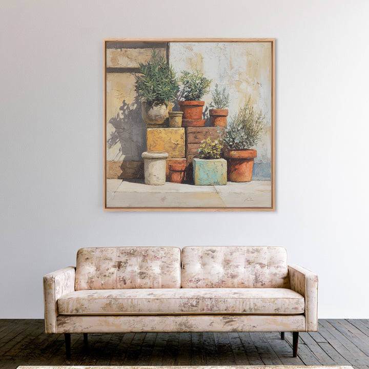Terra Cotta Pots Canvas Print, French Country Art, Farmhouse Wall Art, Farmhouse Decor, Fine Art, Country, Boho Decor, FCA-1x1-59