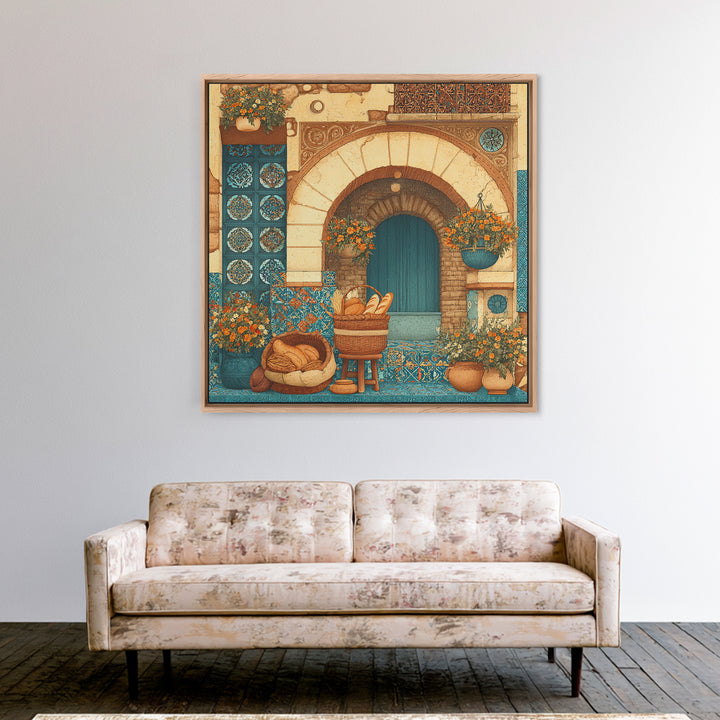 French Market Basket Framed Canvas Print, French Country Art, Above Bed Art, Farmhouse Decor, Fine Art, Country, FCA-1x1-79
