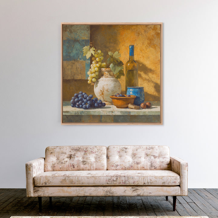 Grapes and Wine Still Life Canvas Print, French Country Art, Digital Download Art, Farmhouse Decor, Fine Art, Country, FCA-1x1-81