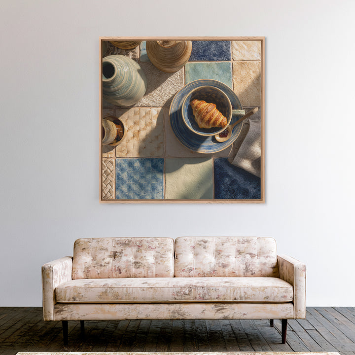 Caf Au Lait Bowl Canvas Print, French Country Art, French Country, Farmhouse Decor, Oil Painting, Country, Statement Artwork, FCA-1x1-82
