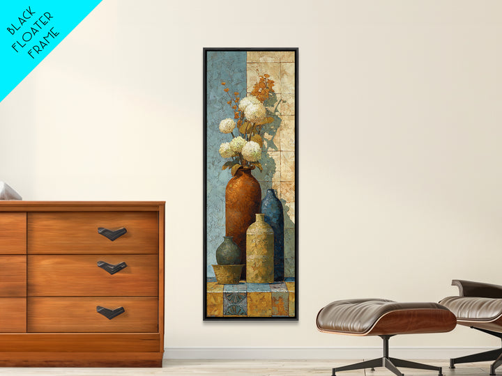 Antique Copper Pot and Flowers Still Life Canvas Print, French Country Art, Botanical Wall Art, Farmhouse Decor, Watercolor Art, FCA-1x3-12