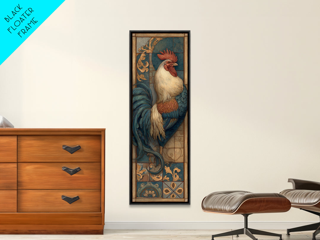 Rooster Portrait in Rustic French Palette Canvas Print, French Country Art, Botanical Prints, Farmhouse Decor, Country, FCA-1x3-14