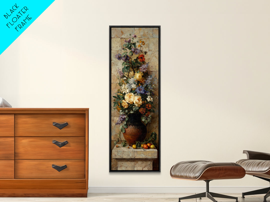 Antique Copper Pot and Flowers Still Life Canvas Print, French Country Art, Landscape Wall Art, Farmhouse Decor, Country, FCA-1x3-36