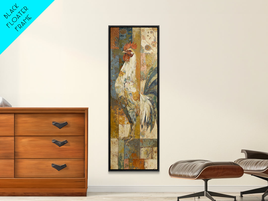 Rooster Portrait in Rustic French Palette Canvas Print, French Country Art, Botanical Prints, Farmhouse Decor, Country, FCA-1x3-38