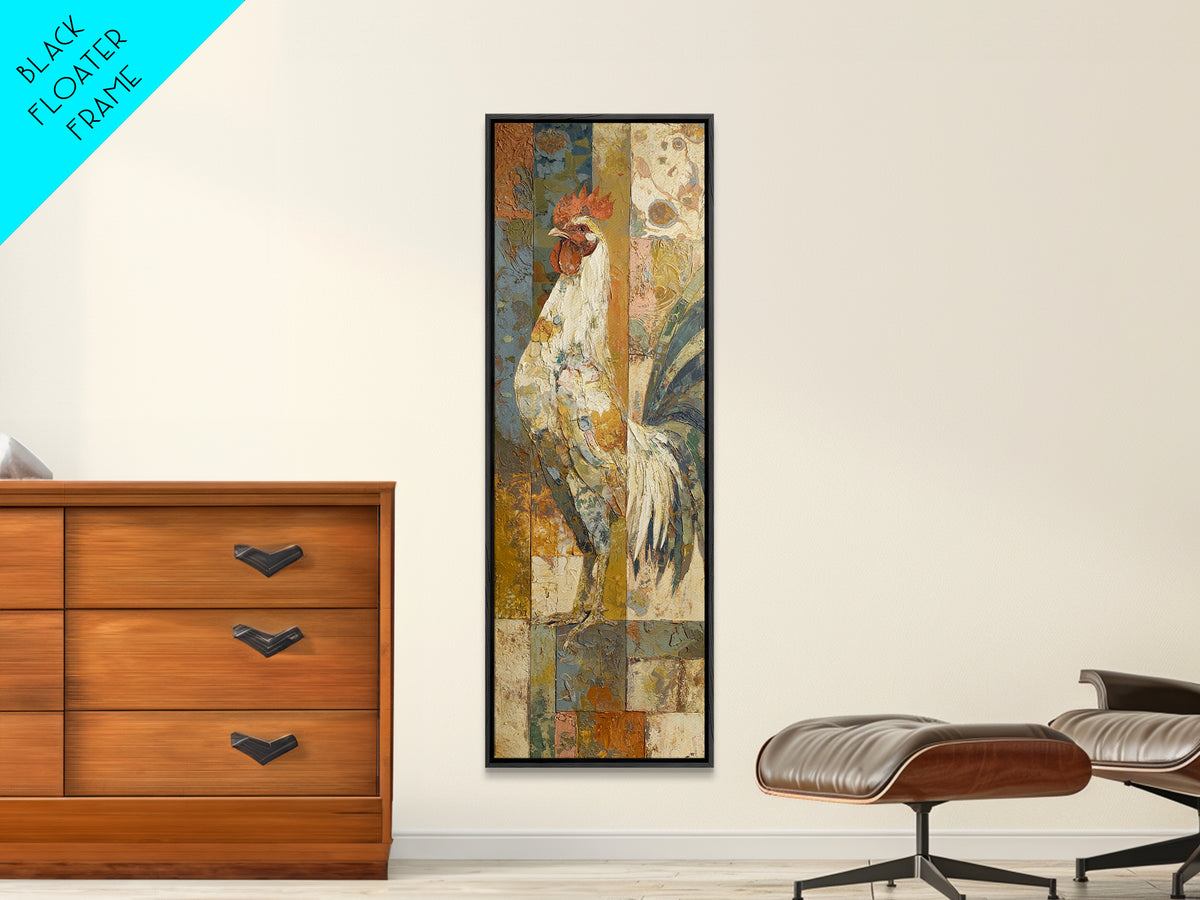 Rooster Portrait in Rustic French Palette Canvas Print, French Country Art, Botanical Prints, Farmhouse Decor, Country, FCA-1x3-38