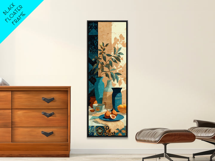 Figs on Ceramic Plate Framed Canvas Print, French Country Art, Digital Art Prints, Farmhouse Decor, Fine Art, Country, FCA-1x3-4
