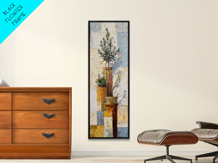 Terra Cotta Pots Framed Canvas Print, French Country Art, Neutral Decor, Farmhouse Decor, Fine Art, Country, Wall Art, FCA-1x3-47