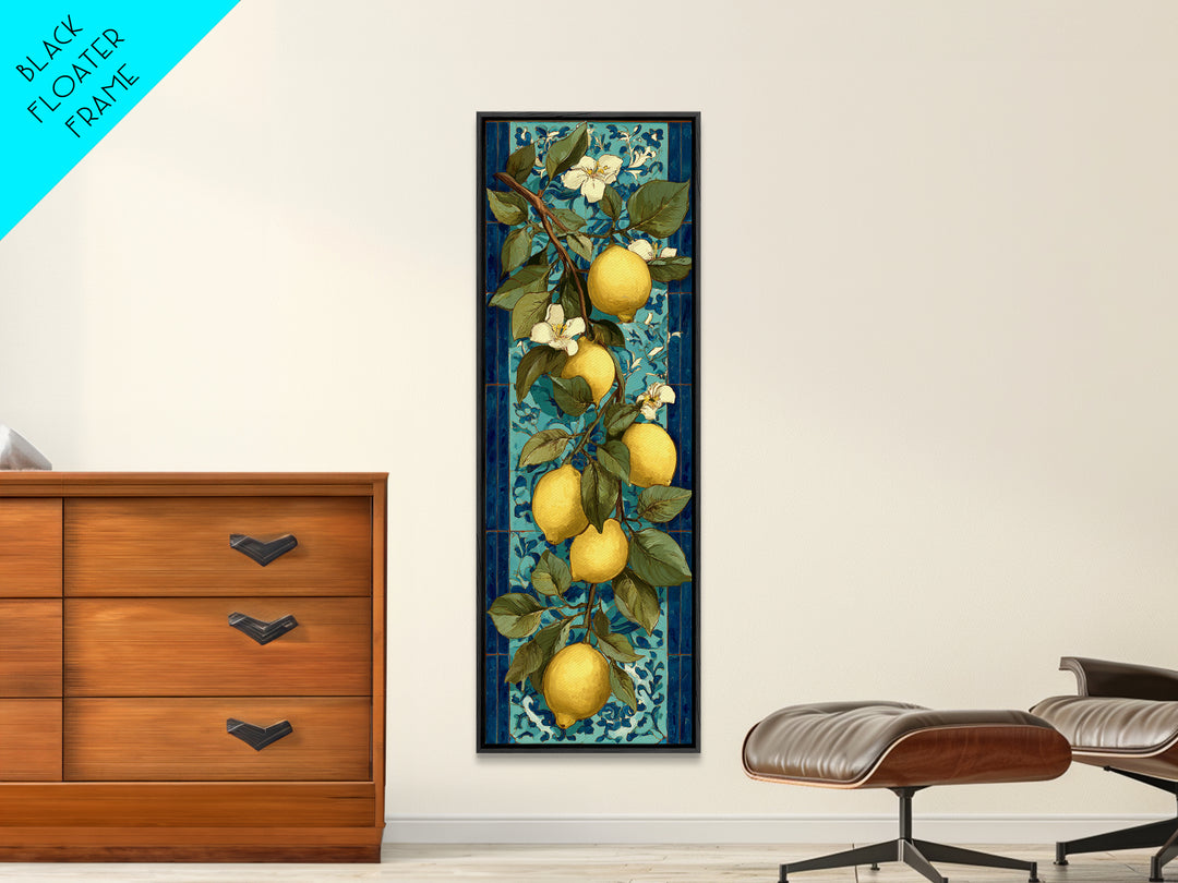 Aged Botanical Plate of Lemons and Leaves Canvas Print, French Country Art, Digital Download Art, Farmhouse Decor, Country, FCA-1x3-48