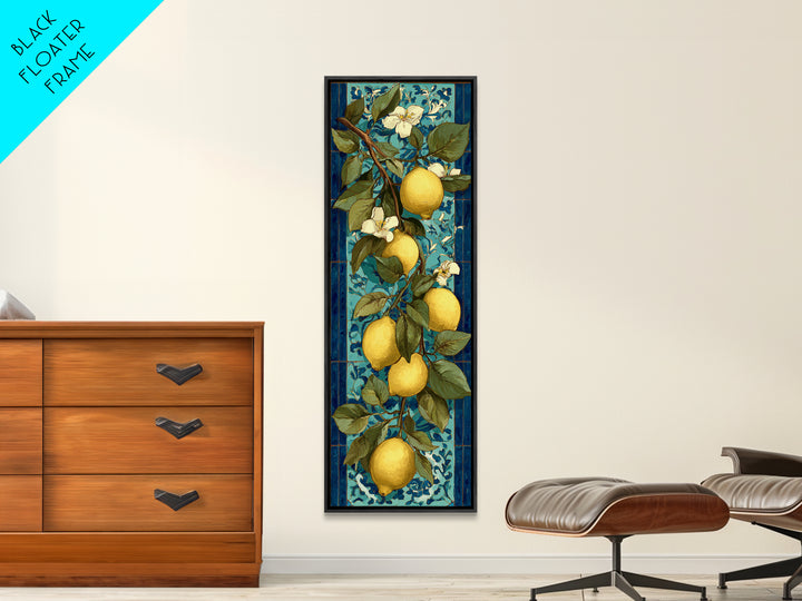 Aged Botanical Plate of Lemons and Leaves Canvas Print, French Country Art, Digital Download Art, Farmhouse Decor, Country, FCA-1x3-48