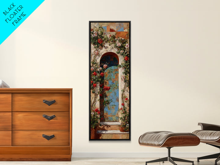 Rustic Door Covered Framed Canvas Print, French Country Art, Floral Wall Art, Farmhouse Decor, Fine Art, Country, Gallery Decor, FCA-1x3-53
