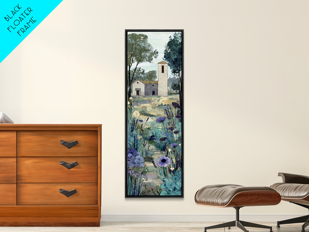 Lavender Field with Distant Stone Farmhouse Canvas Print, French Country Art, Downloadable Art, Farmhouse Decor, Country, FCA-1x3-61