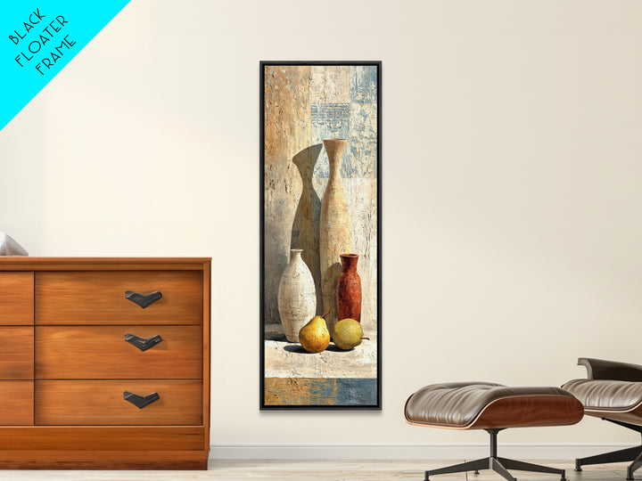 Pear Still Life on Linen Tablecloth Canvas Print, French Country Art, Minimalist Decor, Farmhouse Decor, Abstract Art, Country, FCA-1x3-88