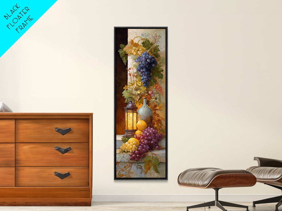 Grapes and Wine Still Life Canvas Print, French Country Art, Digital Download Art, Farmhouse Decor, Fine Art, Country, FCA-1x3-93