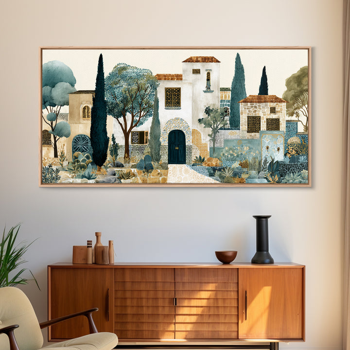 Country Lane Lined Framed Canvas Print, French Country Art, Eclectic Wall Art, Farmhouse Decor, Abstract Art, Country, FCA-2x1-19