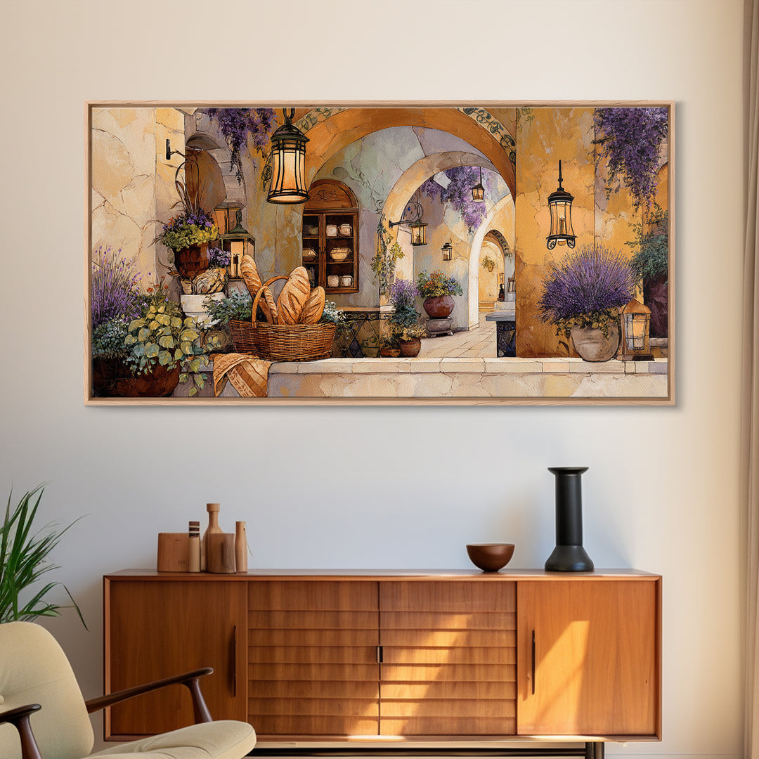 French Market Basket Framed Canvas Print, French Country Art, Above Bed Art, Farmhouse Decor, Fine Art, Country, FCA-2x1-27