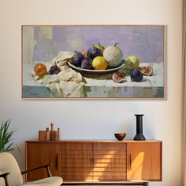 Figs on Ceramic Plate Canvas Print, French Country Art, Minimalist Decor, Farmhouse Decor, Abstract Art, Country, FCA-2x1-36